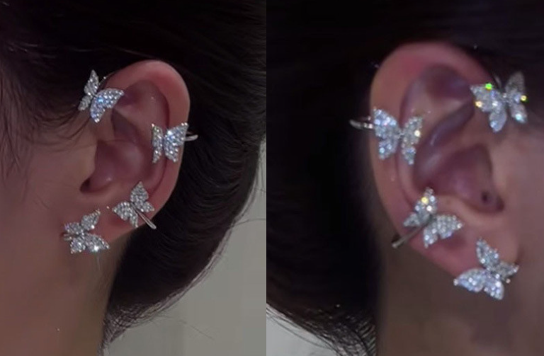 HIGH QUALITY LUXURY WEAR PLATINUM PLATED ZIRCON EAR CUFF