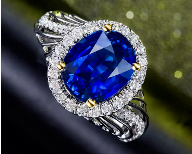 SAPPHIRE LOOK LUXURY QUALITY RHODIUM PLATED ADJUSTABLE RING