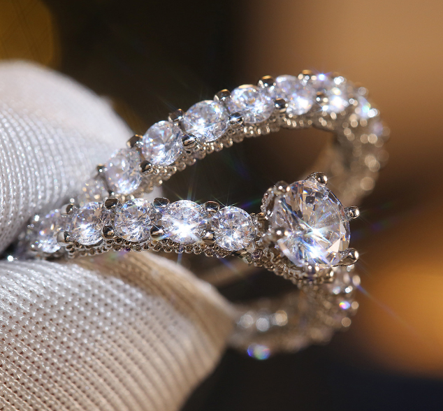 RHODIUM PLATED LUXURY RING SET FOR HER