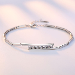 Crystal Stick Bar Link Chain Bracelet - Lexception