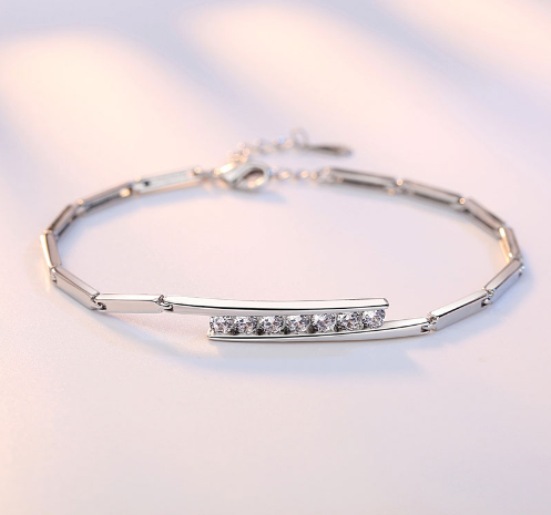 Crystal Stick Bar Link Chain Bracelet - Lexception
