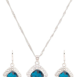 platinum plated zircon earrings necklace chain jewelry set - Lexception
