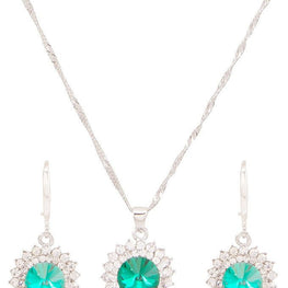platinum plated zircon earrings necklace chain jewelry set - Lexception