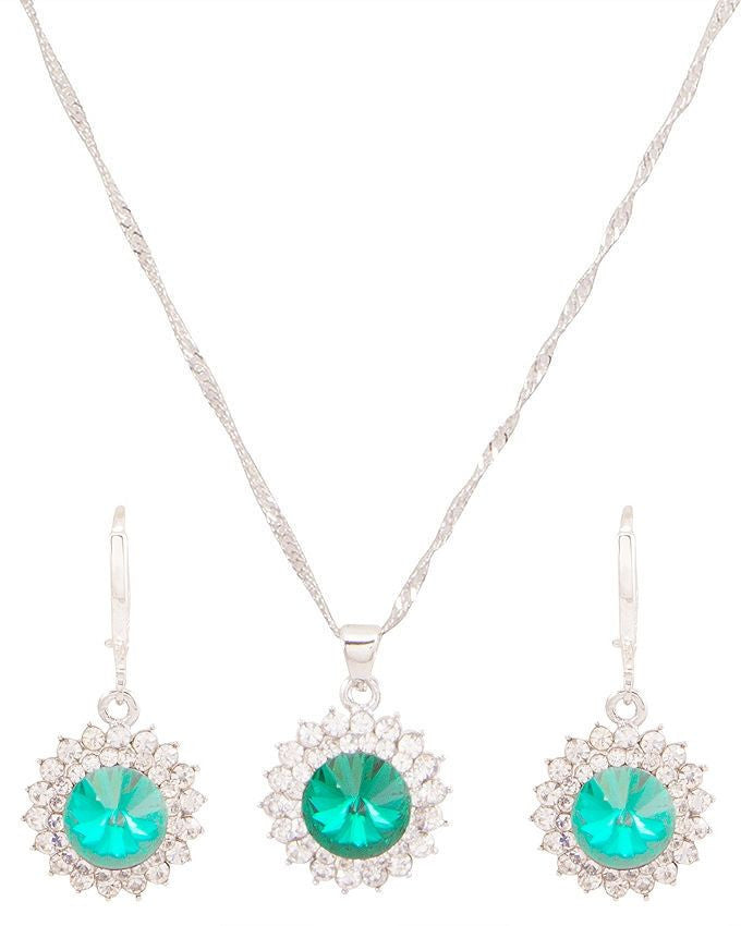 platinum plated zircon earrings necklace chain jewelry set - Lexception