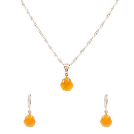 platinum plated zircon earrings necklace chain jewelry set - Lexception
