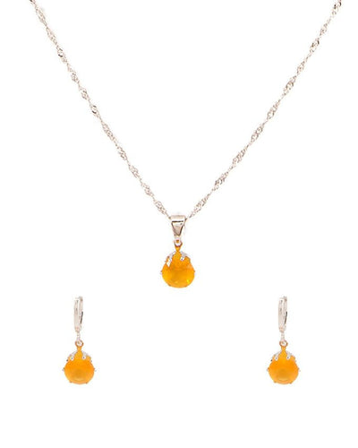 platinum plated zircon earrings necklace chain jewelry set - Lexception