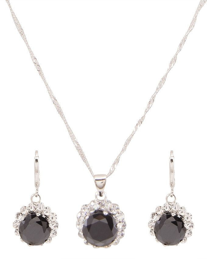 platinum plated zircon earrings necklace chain jewelry set - Lexception