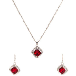 platinum plated zircon earrings necklace chain jewelry set - Lexception