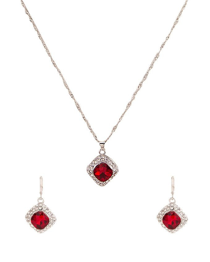 platinum plated zircon earrings necklace chain jewelry set - Lexception