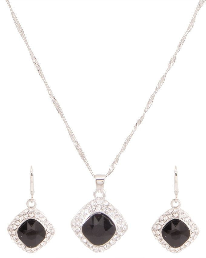 platinum plated zircon earrings necklace chain jewelry set - Lexception