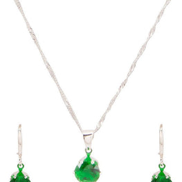 platinum plated zircon earrings necklace chain jewelry set - Lexception
