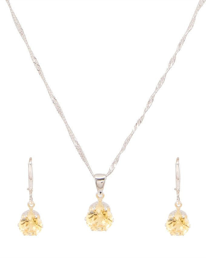 platinum plated zircon earrings necklace chain jewelry set - Lexception