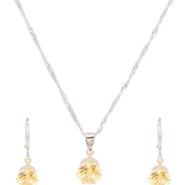 platinum plated zircon earrings necklace chain jewelry set - Lexception