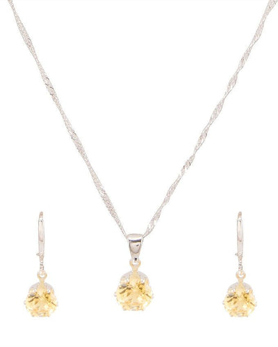 platinum plated zircon earrings necklace chain jewelry set - Lexception