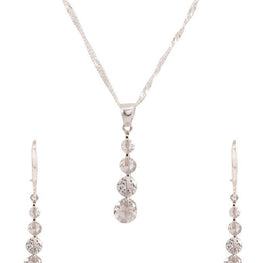 platinum plated zircon earrings necklace chain jewelry set - Lexception
