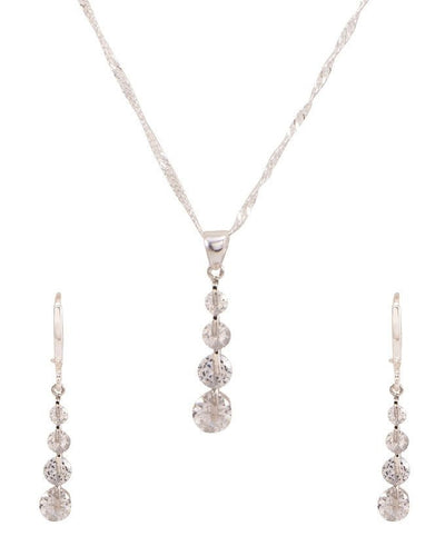 platinum plated zircon earrings necklace chain jewelry set - Lexception