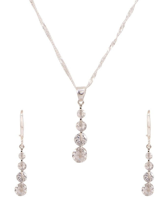 platinum plated zircon earrings necklace chain jewelry set - Lexception