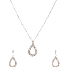 platinum plated zircon earrings necklace chain jewelry set - Lexception