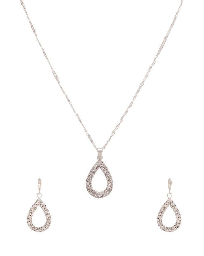 platinum plated zircon earrings necklace chain jewelry set - Lexception