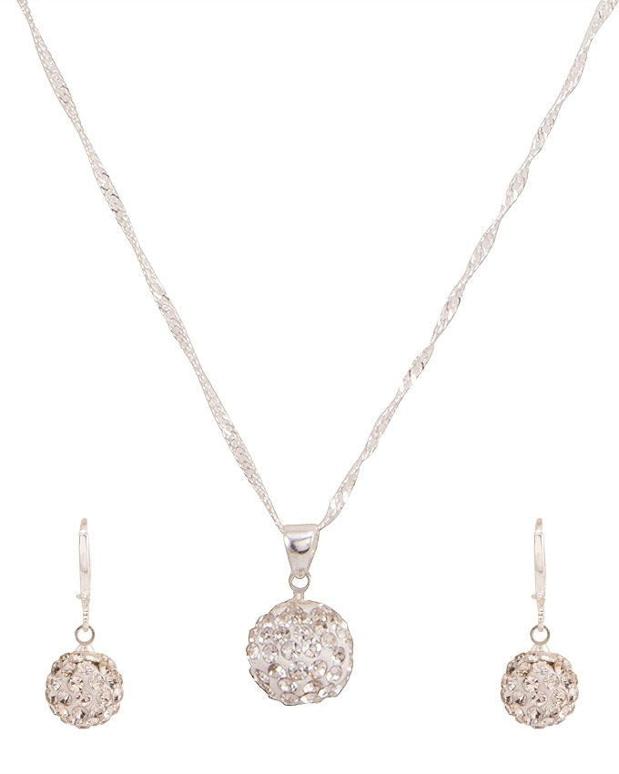platinum plated zircon earrings necklace chain jewelry set - Lexception
