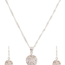 platinum plated zircon earrings necklace chain jewelry set - Lexception