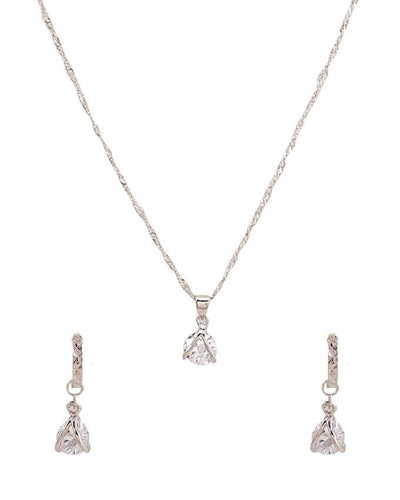 platinum plated zircon earrings necklace chain jewelry set - Lexception