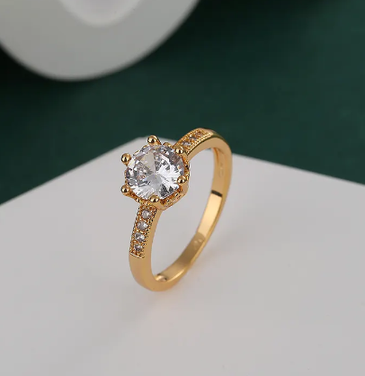 DIAMOND CUT GOLD PLATED LUXURY RING GIFT FOR HER