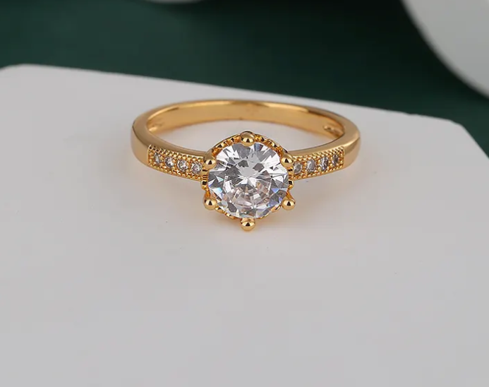DIAMOND CUT GOLD PLATED LUXURY RING GIFT FOR HER