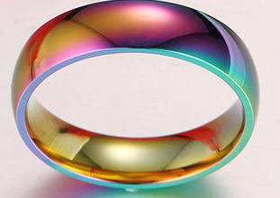 Men stainless steel rainbow ring