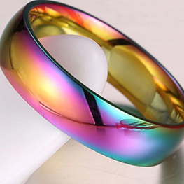 Men stainless steel rainbow ring