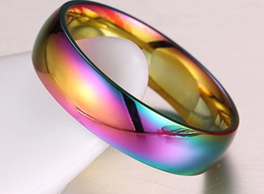 Men stainless steel rainbow ring