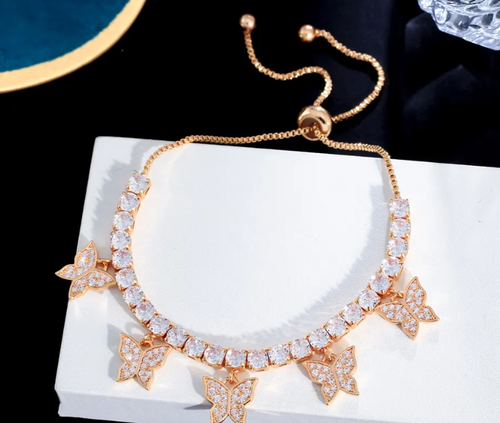 ZIRCON STONES HIGHLY FINISHED ROSE GOLD PLATED LUXURY BRACELET