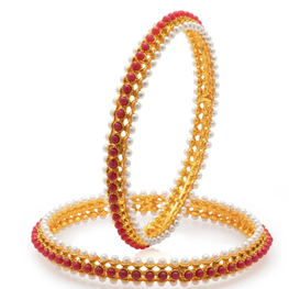 Artistically Gold Plated Moti Bangles for Women