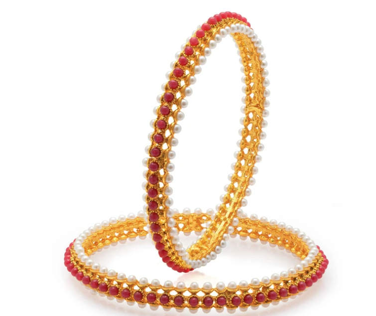 Artistically Gold Plated Moti Bangles for Women