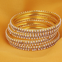 Fascinating Gold Plated AD Bangles For Women Pack Of 4 Size 2.8