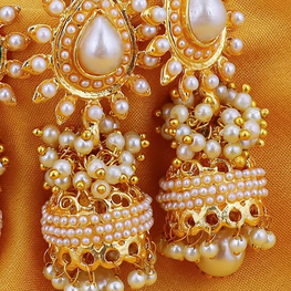 Glimmery Pearl Gold Plated Jhumki