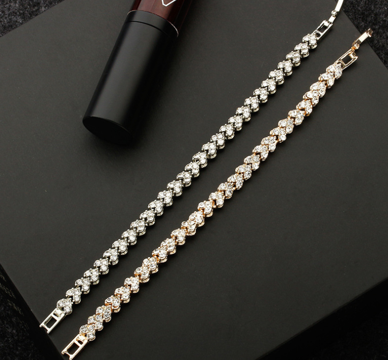 rose gold and platinum plated zircon bracelets set of 2!